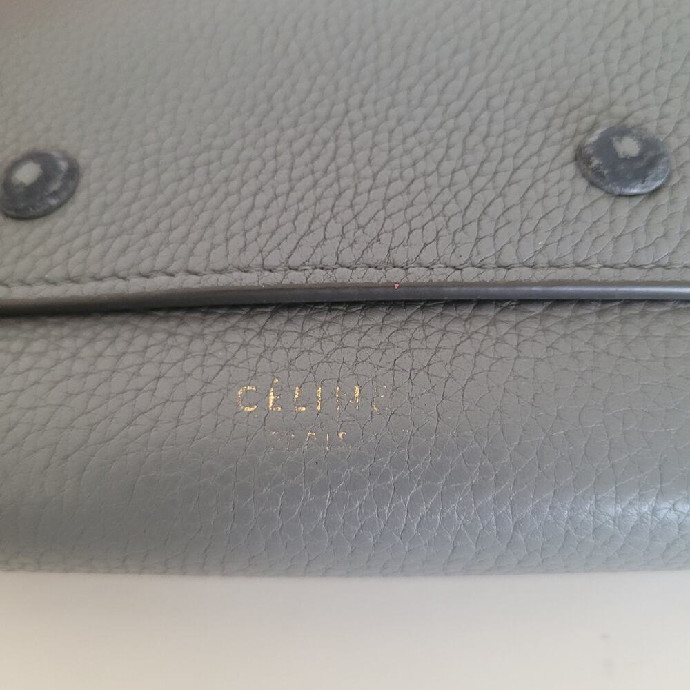 Celine Gray Pebbled Leather Small Wallet with Gold Logo - Picture 14 of 14